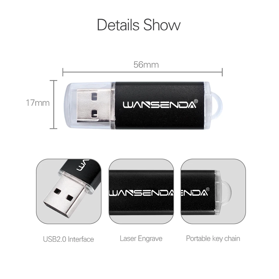 Мини флешка WANSENDA быстрая скорость 128 ГБ USB флеш накопитель 64 32 16 8 4 металлический