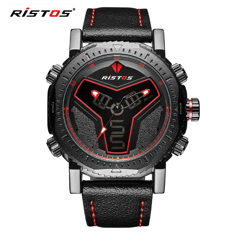 RISTOS повседневные военные мужские кварцевые часы модные аналоговые цифровые