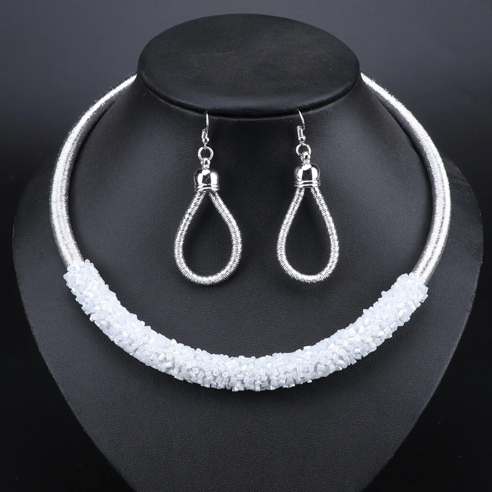 Модный комплект ювелирных изделий Африканский бисер Нигерия свадебное