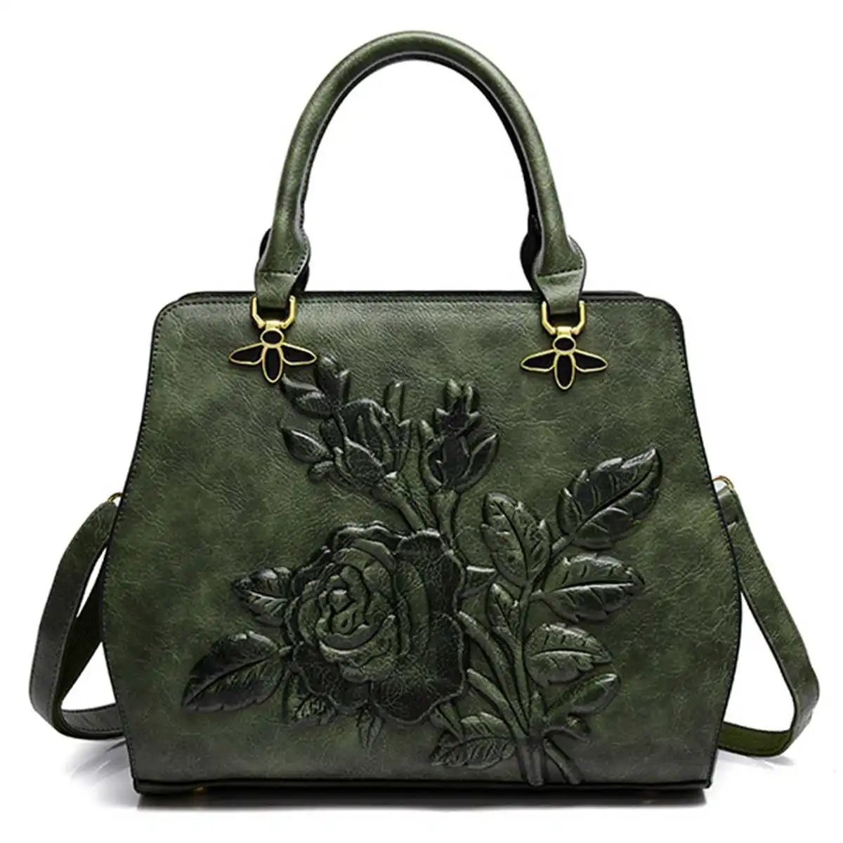 Bolsa Feminina сумка из искусственной кожи для женщин, Роскошная сумочка, женская сумка-мессенджер с тиснением и цветочным рисунком, сумка через плечо, брендовая Сумка-тоут зеленого и красного цвета - Цвет: Зеленый