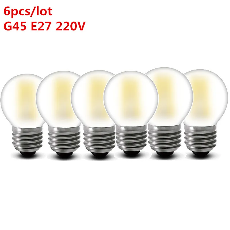 6PCS F G45 E27 6 шт./лот 2w 4w 6w 8w E27 E14 прозрачный СВЕТОДИОДНЫЙ светильник 220v A60 G45 ST64 C35 матовый светодиодный Лампа накаливания Эдисона шар светильник 230v - Испускаемый цвет: 6PCS F G45 E27