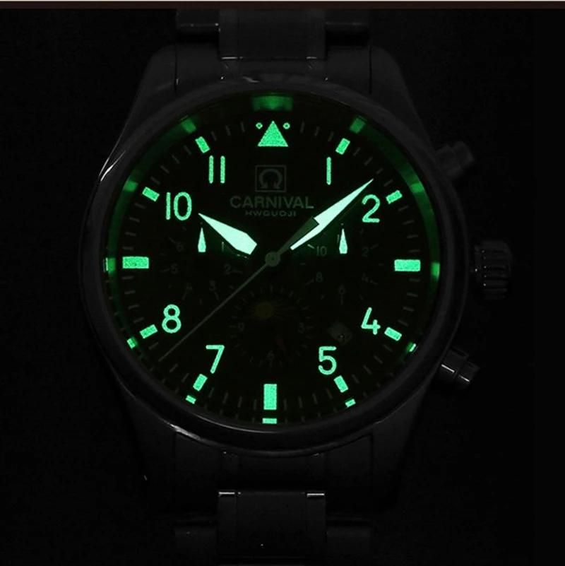 Бренд карнавал механические часы экспериментального Для мужчин классический