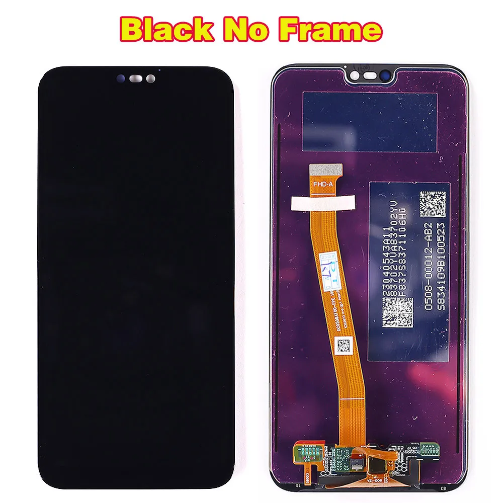 Black without Frame ЖК-дисплей для huawei P20 Lite, 5,84 дюймов, дигитайзер, сенсорный экран в сборе, 2280*1080, для huawei Nova 3E, рамка с бесплатными инструментами - Цвет: Black without Frame