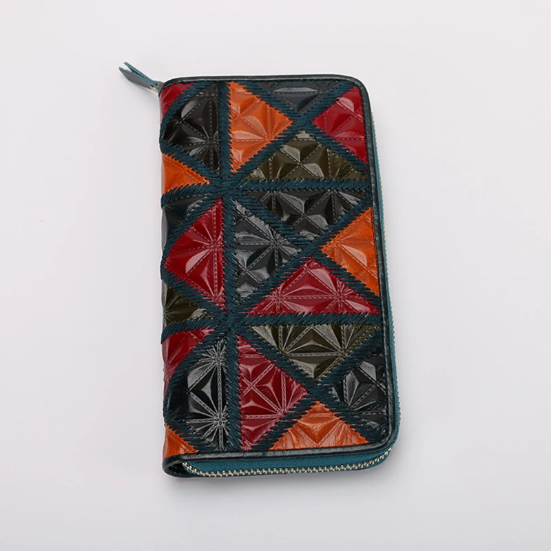 Новинка 2017 года Цвет ful кожа Вышивка сумочка дамы кошелек Длинная Куртка с