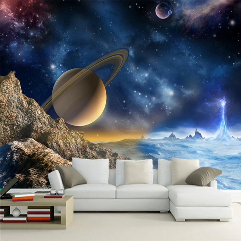 Фотообои 3D стерео космическая планета настенная ткань для гостиной Детская