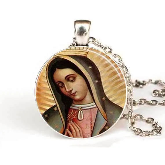 Наш кулон Гваделупа ожерелье Девы Марии святое сердце Религиозное искусство