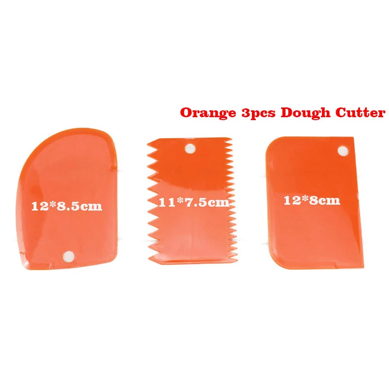 3pcs orange Резак для теста из нержавеющей стали с измерительным руководством скребок для теста для пиццы лопатки для теста ломтерезка для хлеба кухонные аксессуары - Цвет: 3pcs orange