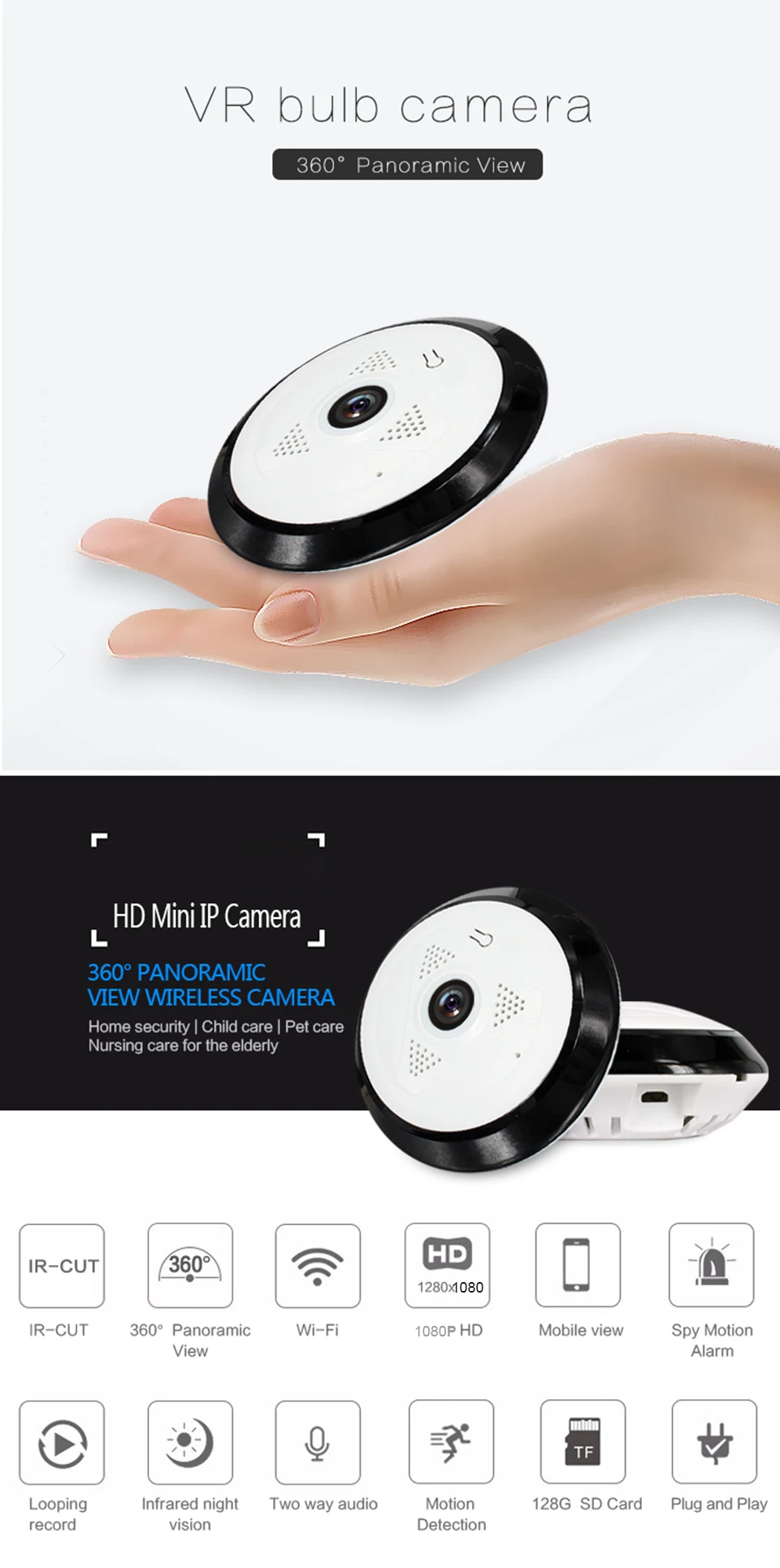 YuBeter Wifi 360 ip-камера безопасности панорамная 1.3mp Беспроводная рыбий глаз 960 p HD Цифровая видеокамера видеонаблюдения