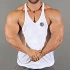 Майка мужская тренировочная с круглым вырезом, брендовая рубашка без рукавов для бодибилдинга и фитнеса, Y-образный вырез, майка для воркаута