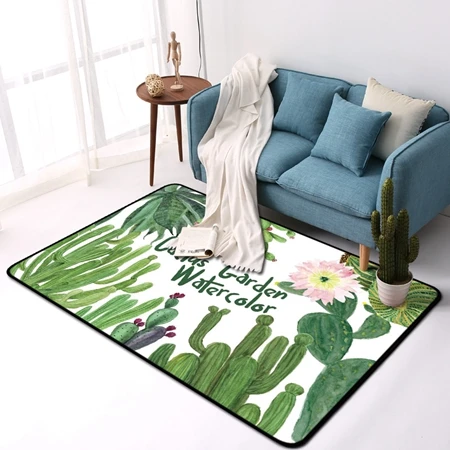 Carpet1 Тропические зеленые листья кактус большой ковер современный стиль коврик для спальни гостиной ковер водопоглощающий меховой коврик - Цвет: Carpet1