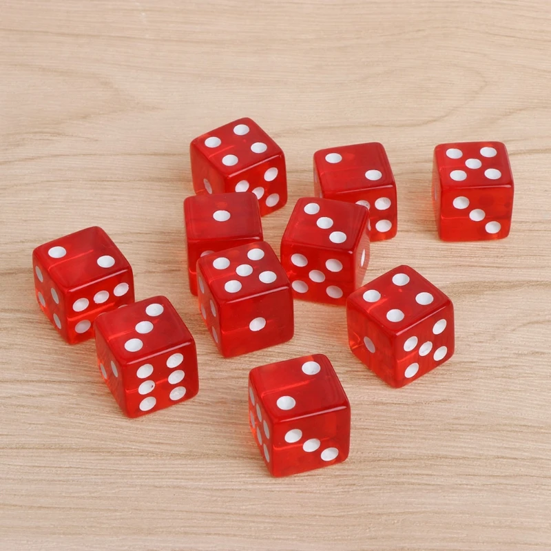 

10pcs Six Sided 15mm Transparent Cube Round Corner Portable Table Playing Games Dropshipping