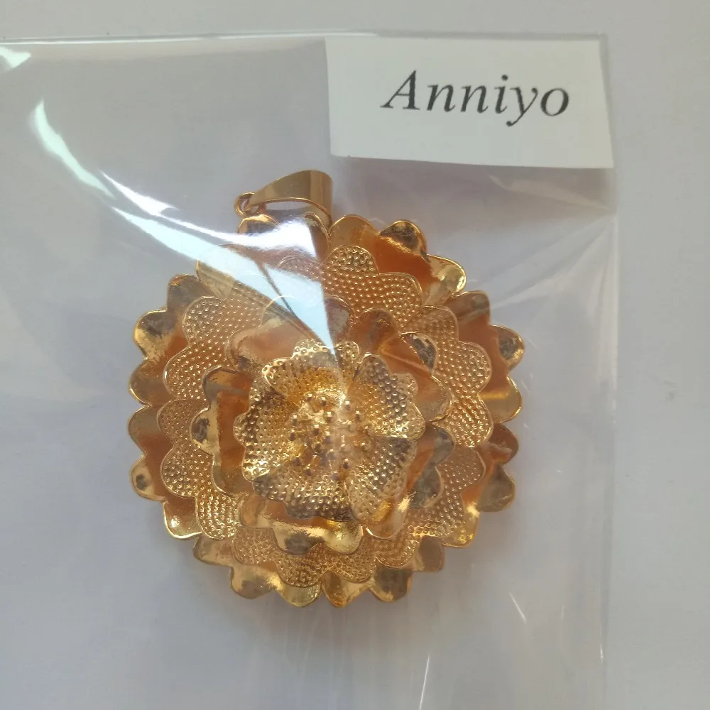 Anniyo большой кулон в форме цветка и ожерелья для женщин золотой цвет& Медь Африка/арабский ювелирные изделия Хорошие подарки#005007