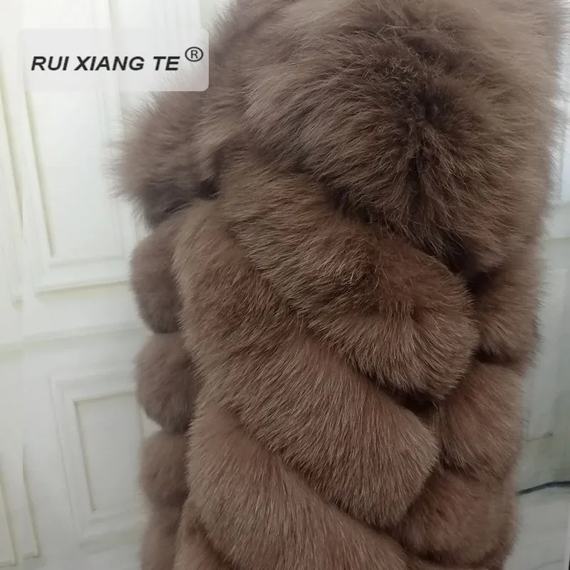 Женское меховое пальто на молнии зимняя куртка из натурального Лисьего меха