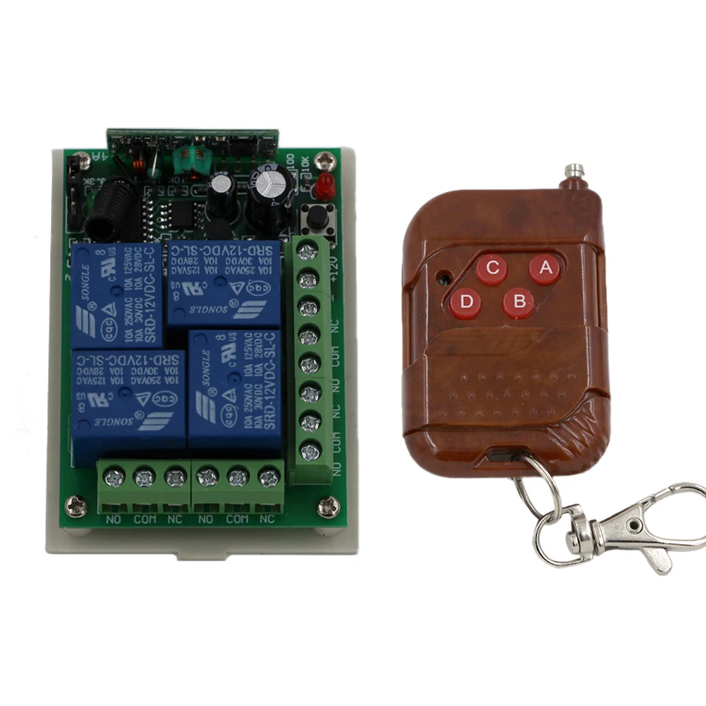 DC 12V 24V 4 CH каналы 4CH RF беспроводной ресивер передатчик совместим с 315 / 433