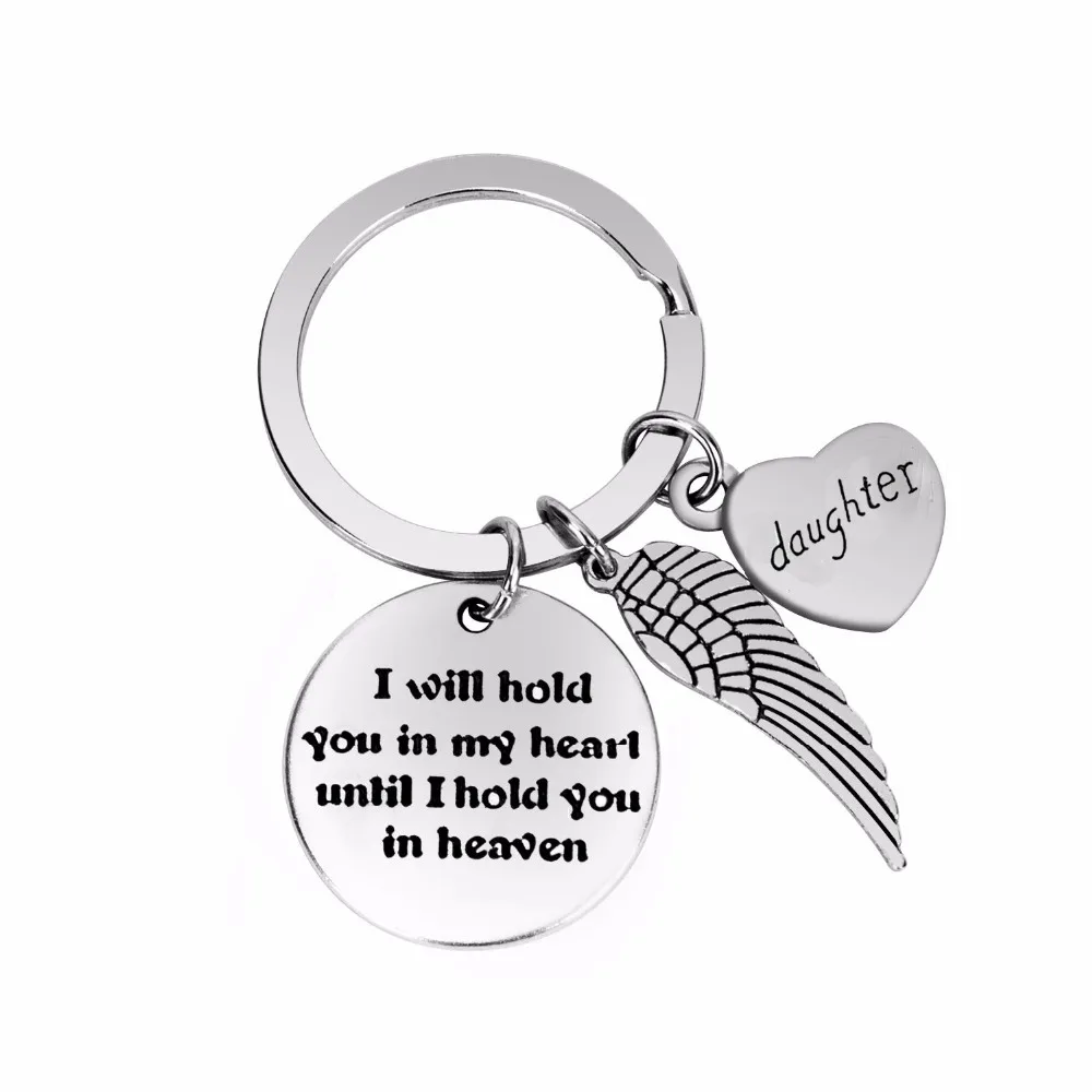 12PC/Lot Wing Heart Daughters Keychain Gift For Family Daughter I Will Hold You In My Keyring Women Girl Jewelry Key Chain | Украшения и
