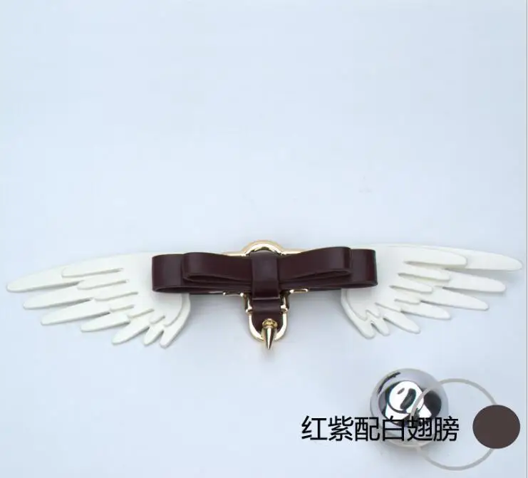 Wing Wine White Angelatarch Офисная Женская Обувь Крыло Ангел розовый Япония Горячая PU большой маленький бант орнамент заклепки пуля Кроссбоди рюкзак сумка часть аксессуары - Цвет: Wing Wine White