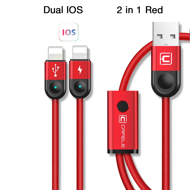 CAFELE 3 в 1 кабель для быстрой зарядки USB кабель синхронизации данных для IOS 12+ micro+ type c тканый нейлоновый кабель для iphone X xiaomi - Цвет: dual L 2 in 1 Red