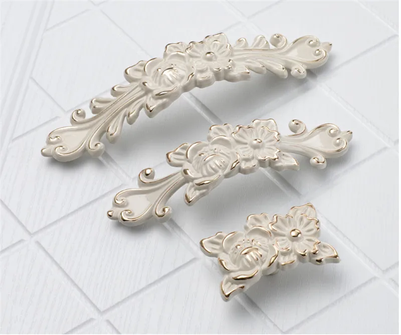 5 шт. мебельный шкаф ручки и классический ящик кухонный дверные Белый Золотой