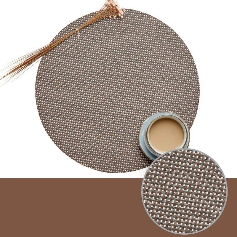 Weave Mat 11 Кухонные принадлежности, пластиковые столовые приборы, чаша, Рождественский коврик, набор подставок под кружки, круглая ткань, ПВХ, изоляционный коврик, кофейник, обеденный - Цвет: Weave Mat 11