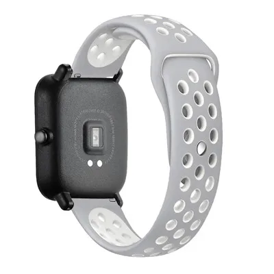 Спортивные браслеты для Xiaomi Huami Amazfit Bip силиконовый ремешок Браслет замена Браслет для Huami Amazfit Bip BIT PACE Lite Youth - Цвет: Gray white