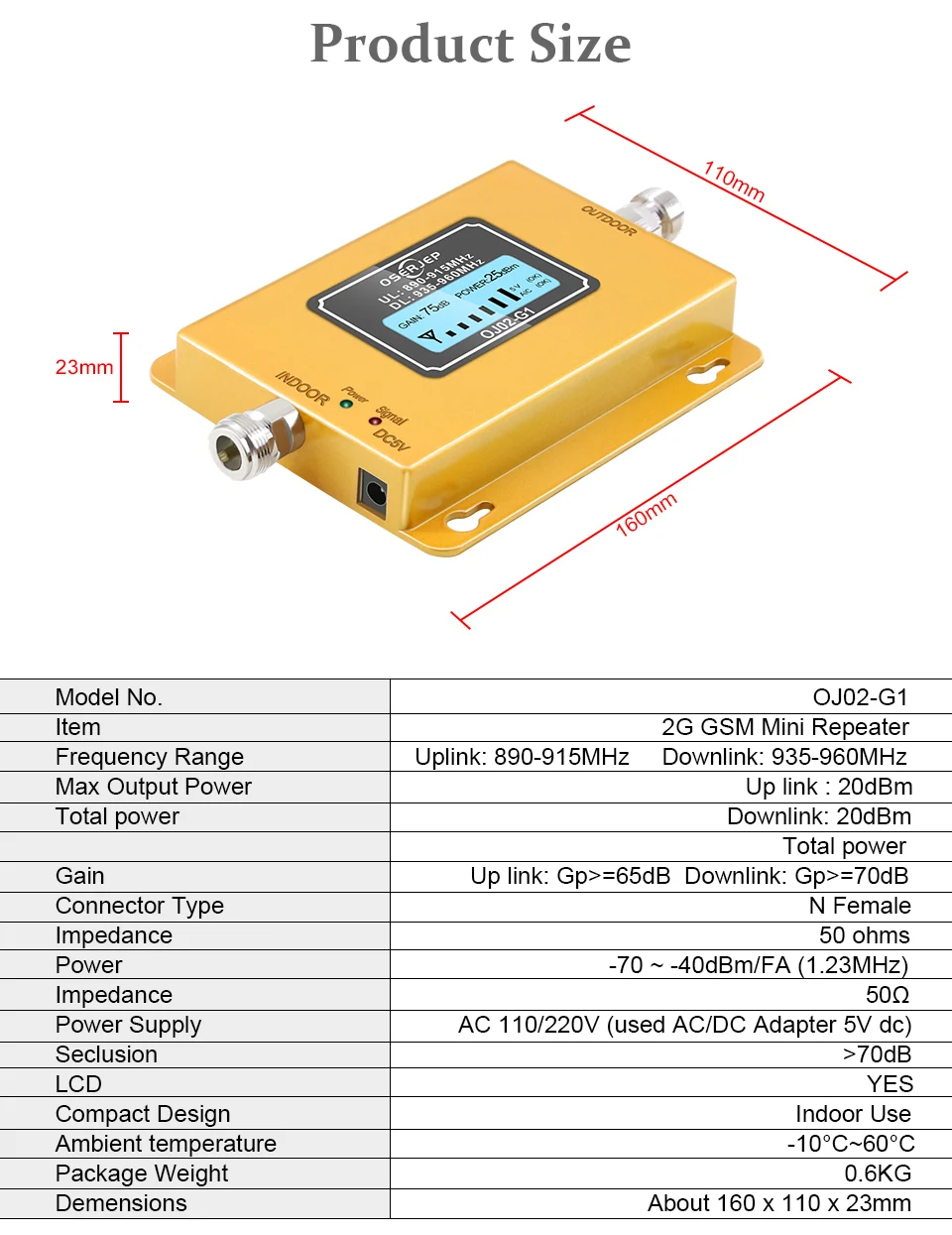 Экономичный ЖК-дисплей 2g/3g GSM 900 МГц повторитель сигнала GSM сигнал 20dbm ЖК-дисплей сотовый телефон не включает антенну