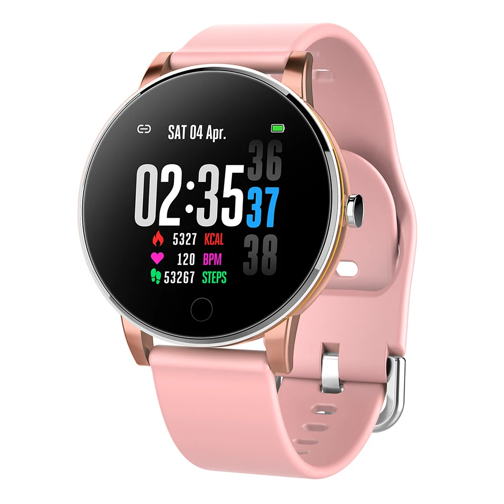 Pink silicone Умные часы LEMFO Y9, Ip67, водонепроницаемые, тонкий металлический корпус, Миланский ремешок, сменный монитор сердечного ритма, кровяное давление, умные часы для мужчин - Цвет: Pink silicone