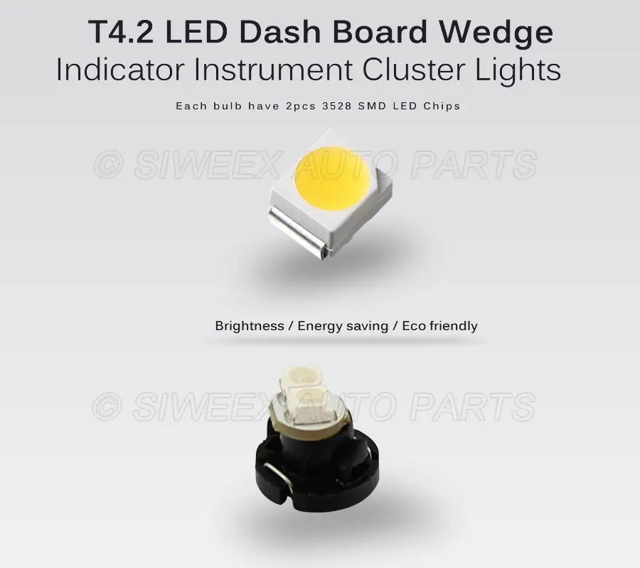 10 шт./лот T4.2 2 3528 LED белый красный синий зеленый желтый розовый Iceblue приборы панель