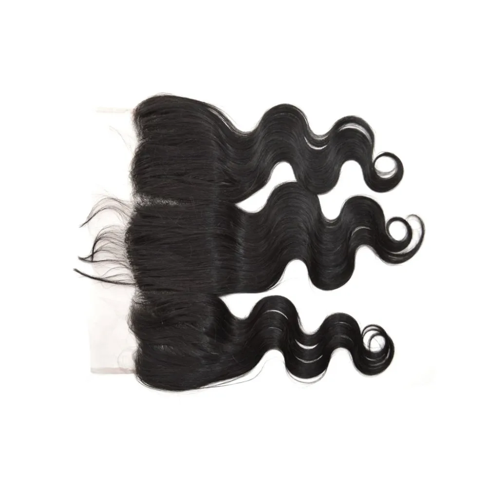 3 Расслоения С Шелковой Кружева Фронтальной Ребенком Волос Natural Black Перуанский