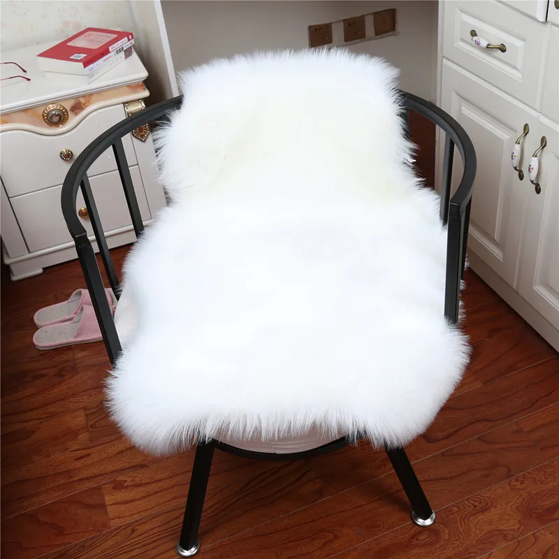 LIULong Faux Fur SHEEP RUG Artificial Skin Fluffy Chair Seat Sofa Cover Carpet Mat Area Rug Living Bedroom Home Decoration White | Дом и сад