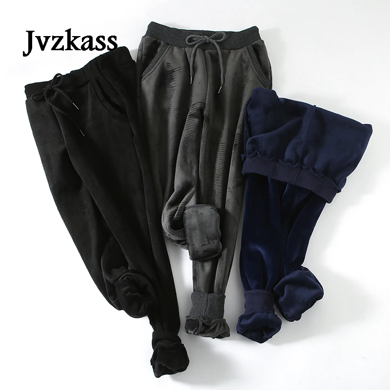 Jvzkass новые осенние и зимние спортивные штаны с бархатным утеплителем золотом