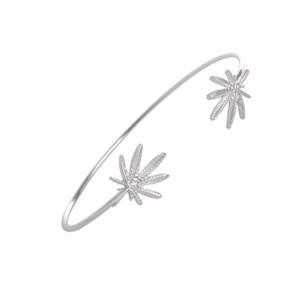 Кленовый лист манжета браслет Шарм посеребренный летний Канада лесной ювелирные