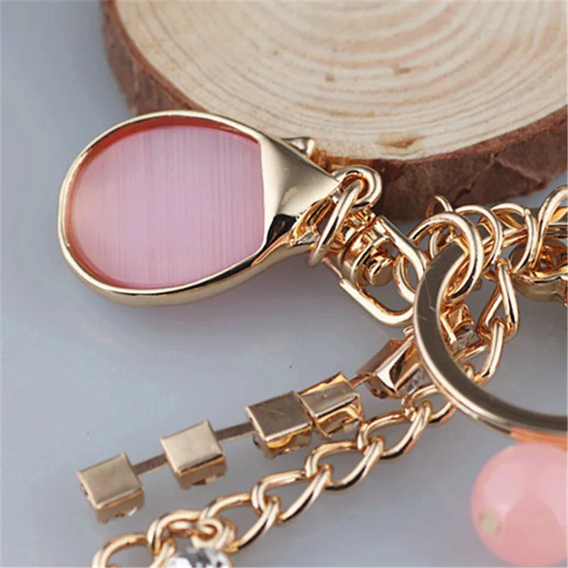 Хрустальные стразы брелок для женщин сумочка милый романтичный тюльпан кольцо