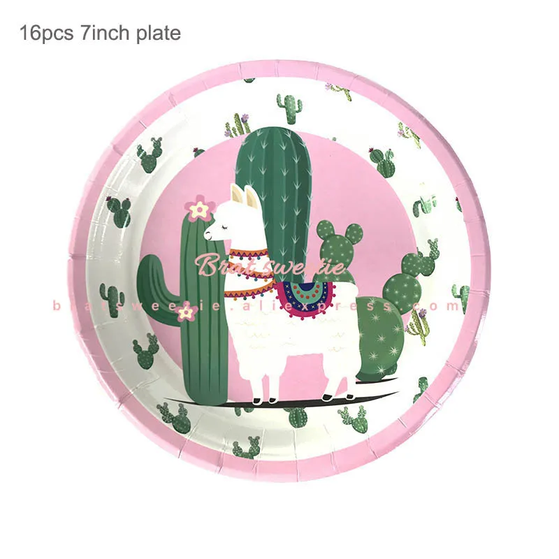 Llama 7in plates Pinata Единорог ламы воздушные шары ламы Альпака воздушный шар из фольги для вечеринок животных Baby Shower поставки с днем рождения украшения Дети - Цвет: Llama 7in plates