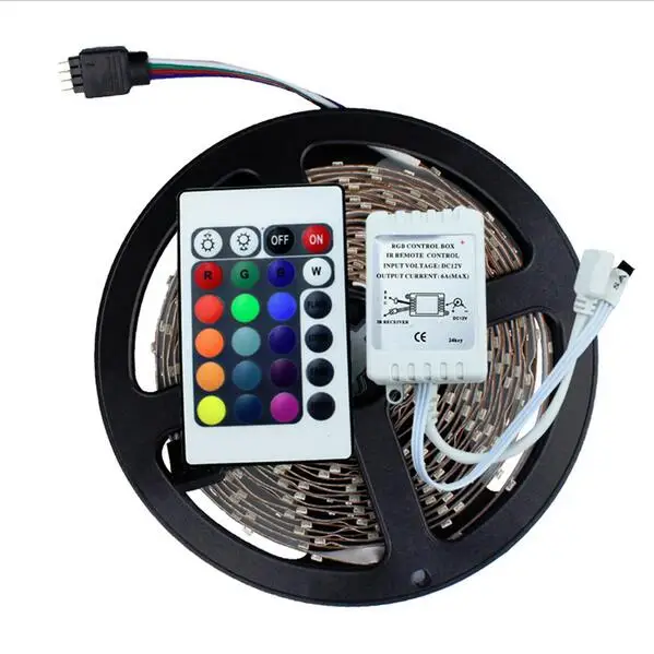 RGB LED Strip Light SMD3528 DC 12V Flexible 60LED/m 5m Power Adatpter Remote ControllerReceptor | Лампы и освещение