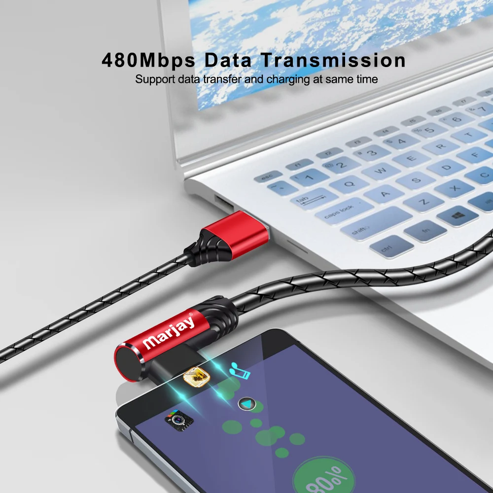 Кабель USB Type C Marjay кабель для быстрой зарядки и передачи данных 90 градусов 2 4 А Samsung
