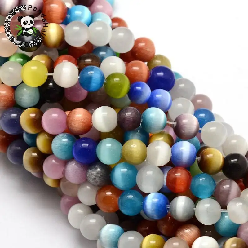 

Cat Eye Beads Strands, Round, Mixed Color, 8mm, Hole: 1.2mm; about 50pcs/strand, 15.5"