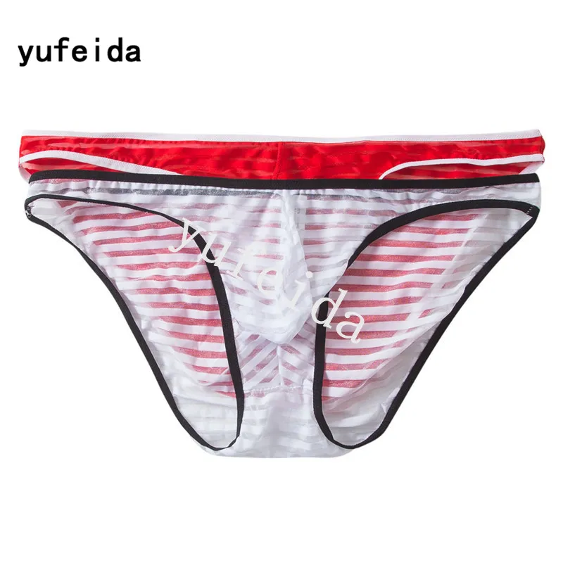 YUFEIDA 2 шт./лот сексуальные трусы в полоску мужское бикини прозрачная сумка нижнее