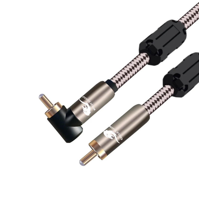 

HIFI Audio Cable Male RCA to RCA Male for DVD Speaker Subwoofer Cable RCA Angle to Straight OFC Braided 1M 2M 3M 5M 8M