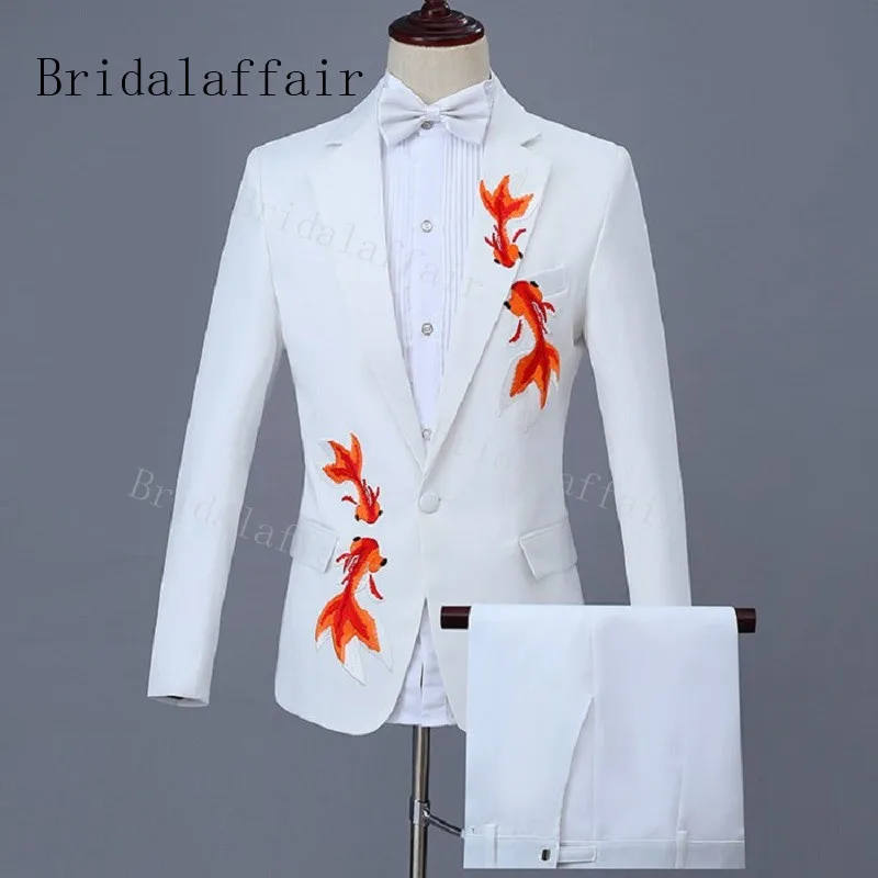 Bridalaffair двойные красные костюмы с аппликацией в виде кальмара белые для мужчин