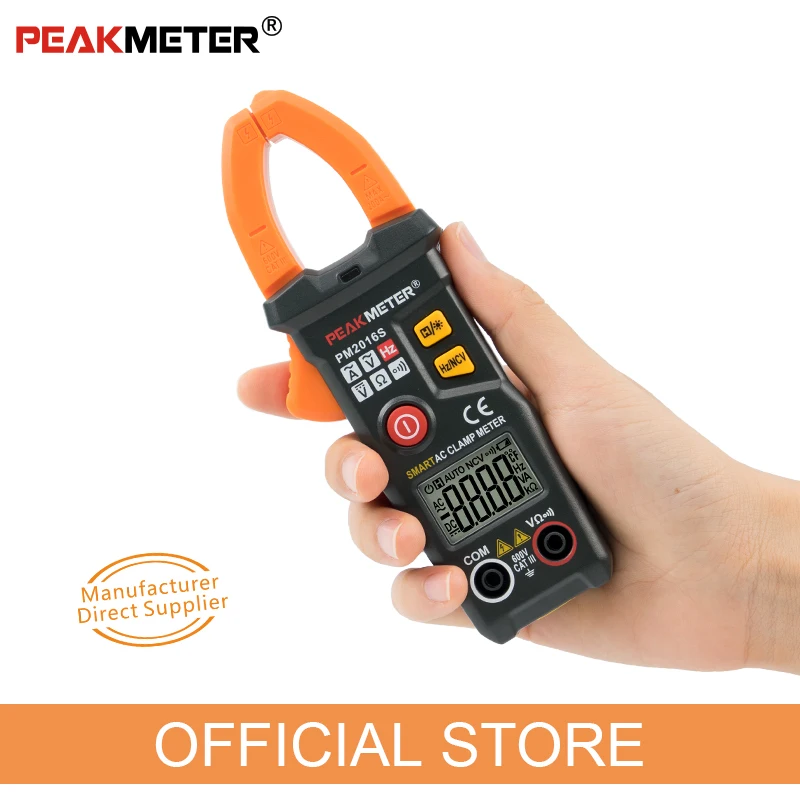 Официальный PEAKMETER PM2016S умный мини цифровой AC клещи мультиметр с сопротивлением частоты данных удержания NCV тестер