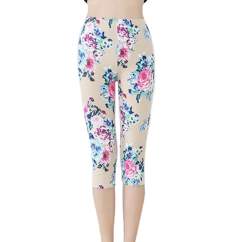 

YRRETY Women Fitness Pants For Women Capris High Waist Stretch Sexy Leggings Women Pantalones Soft Pants Summer Printing Legging