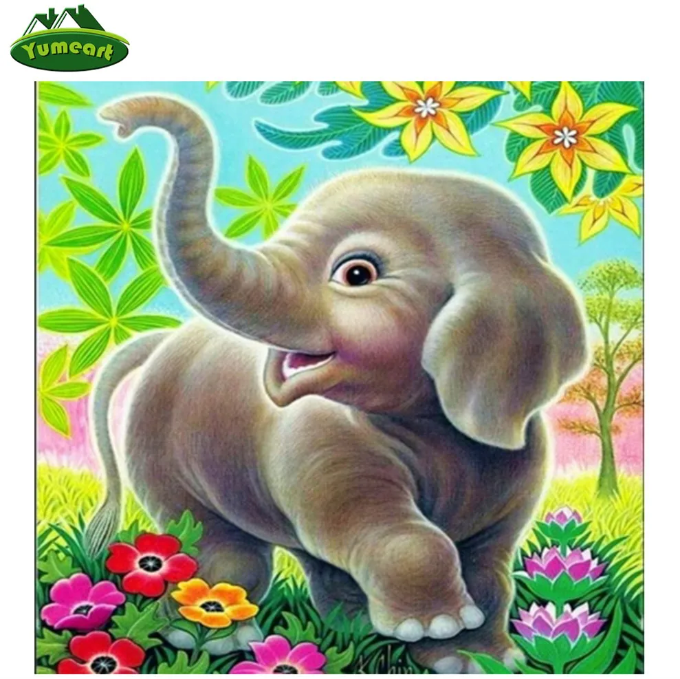 Полный набор для вышивки Happy Elephant 5d цветные стразы Декор дома настенная наклейка