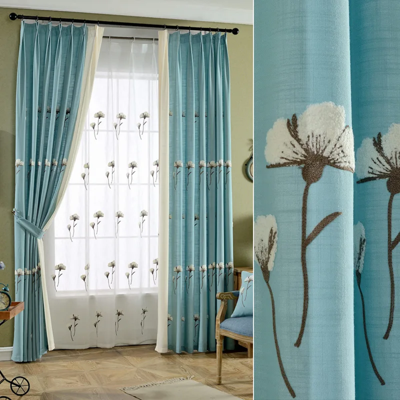 Новые однотонные корейские занавески для сада с вышивкой гостиной спальни