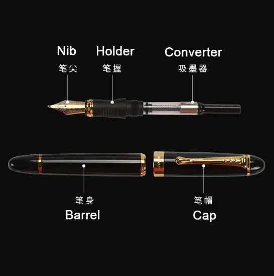 Jinhao X450 классика толстый корпус 1,0 мм изгиб перо каллиграфическая ручка высокого качества металлическая авторучка Роскошные чернила подарочные ручки для письма