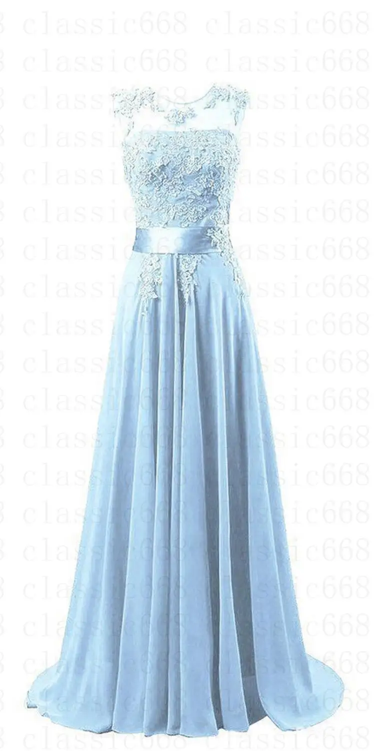 Light Blue ТРАПЕЦИЕВИДНОЕ шифоновое элегантное Недорогое Платье подружки невесты с аппликацией и открытыми плечами Свадебные Вечерние платья robe de soiree на молнии сзади - Цвет: Light Blue