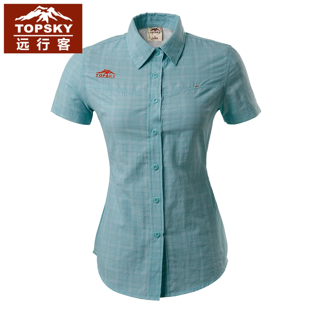 Topsky quick-drying breathable short sleeve lapel running T shirts coolmax slim cut women blouse chinlon hiking T-shirt camping | Спорт и