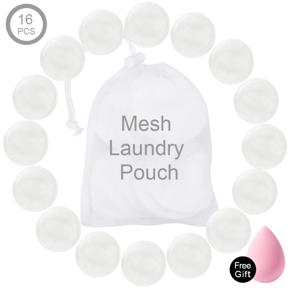 

Make Up Remover Pads Reusable Makeup Wipes Microfiber Three Layers Washable Cleaning Cotton Face & Skin Care With Laundry Bag