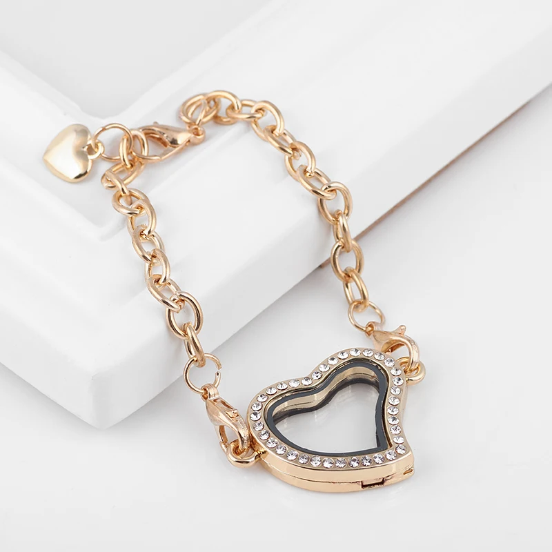 10 шт./лот Новое поступление 4 цвета Браслет медальон в форме сердца из сплава с