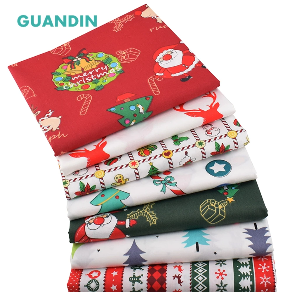 GUANDIN, Новая Рождественская серия саржевое печатное лоскутное изделие из хлопчатобумажной ткани/DIY шитье и материал для стеганых изделий ткань для вышивания кукол 40x50 см 7 шт./упак