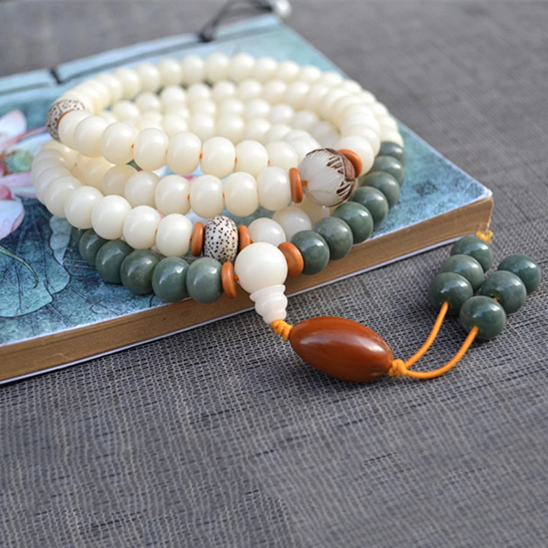 Погодоустойчивые натуральные браслеты из белой кожи ожерелье Будда Молитва мала